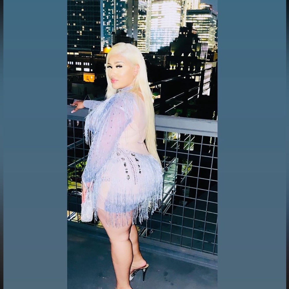SPARKLE DRESS SKY BLUE AND NUDE